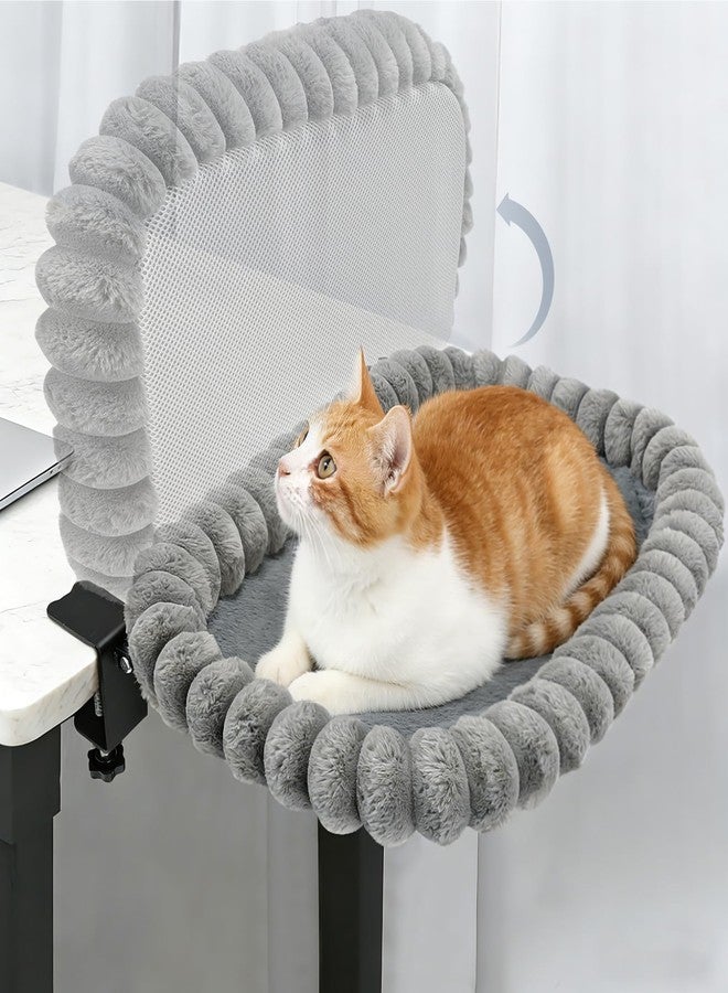 IPOW Cat Desk Bed Heavy Duty Steel Frame Supports up to 50lbs & 90°Foldable Space-Saving with Soft Ultra-Plush Faux Fur for Small Medium Large Cats - Image 1